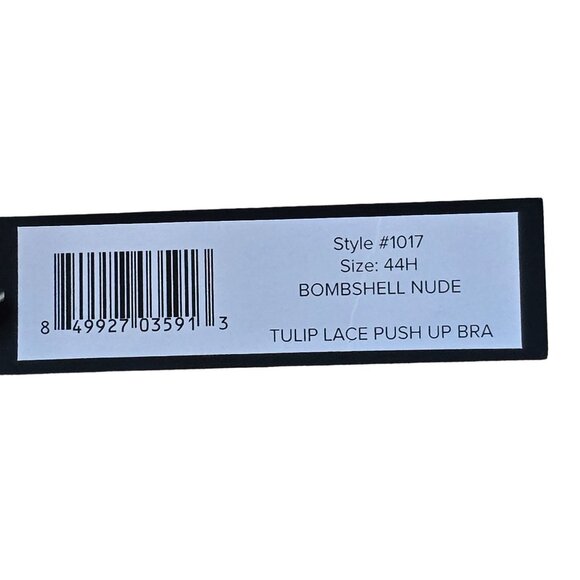 Curvy Couture #1017 Tulip Lace Push Up Bra 44H Nude Balconette Underwire - Picture 3 of 9